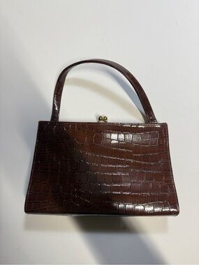 Source Unknown Brown Croc-Embossed Top-Handle Shoulder Bag